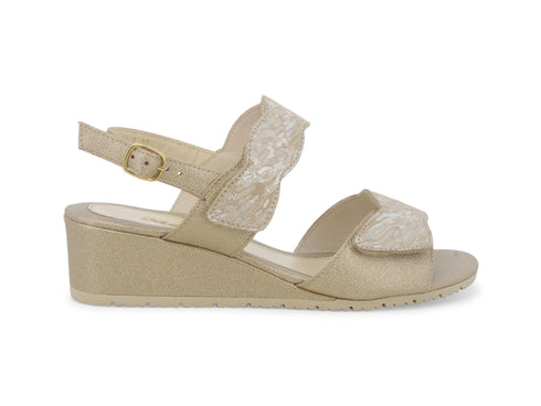 Melluso Sandali Chiusura 2 Strappi Zeppa Tomaia Pelle Platino Oro K95421-233262